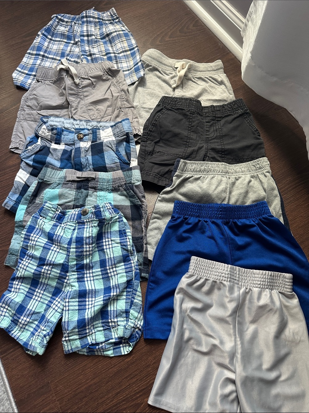Mixed Size 3T Boys Shorts, Lot of 10 - plaid, cargo/ khaki, and athletic styles